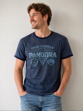 Disney Pandora Avatar Graphic Tee Size Small Navy Explore the World of Pandora